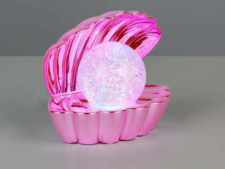 USB Muschel Tischlampe Pink mit RGB Beleuchtung, Höhe 14cm