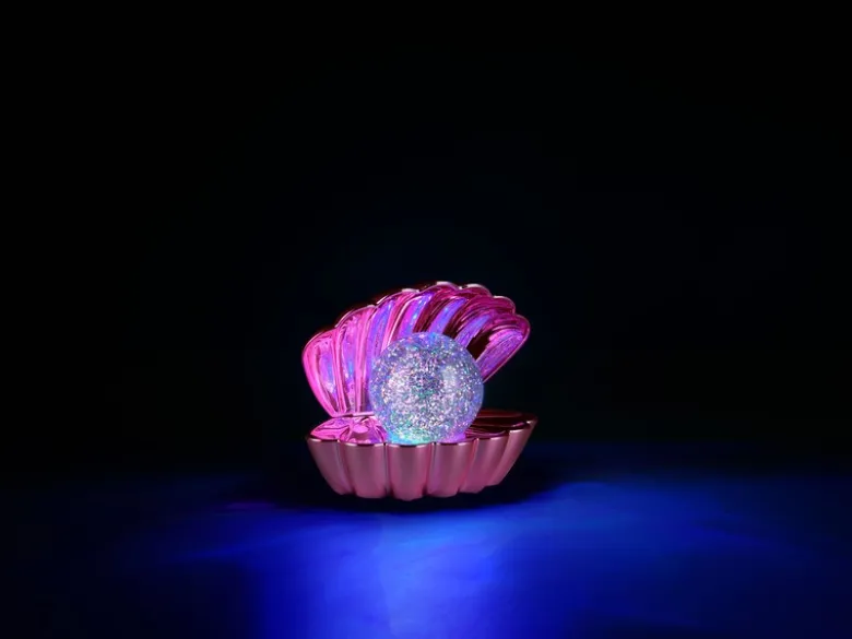 USB Muschel Tischlampe Pink mit RGB Beleuchtung, Höhe 14cm