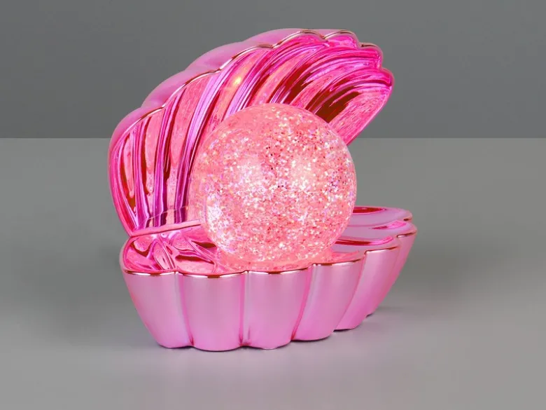 USB Muschel Tischlampe Pink mit RGB Beleuchtung, Höhe 14cm