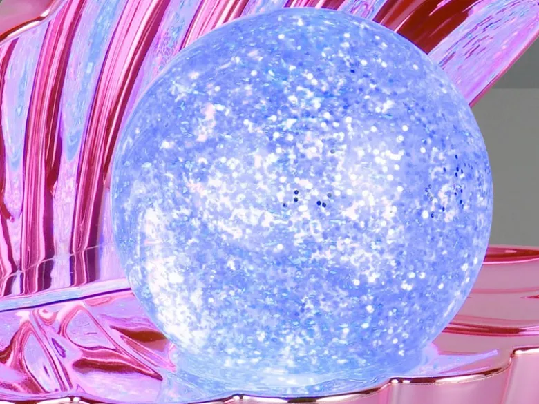USB Muschel Tischlampe Pink mit RGB Beleuchtung, Höhe 14cm