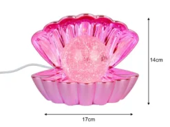 USB Muschel Tischlampe Pink mit RGB Beleuchtung, Höhe 14cm