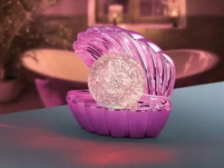 USB Muschel Tischlampe Pink mit RGB Beleuchtung, Höhe 14cm