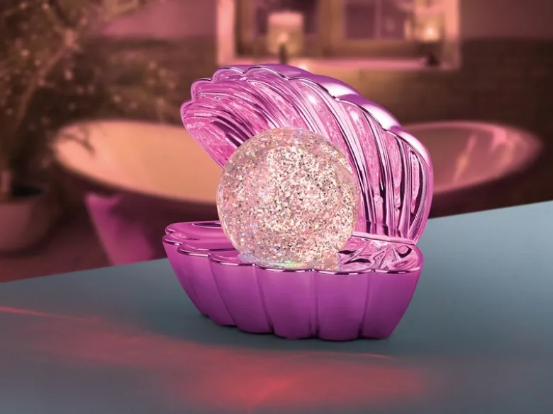 USB Muschel Tischlampe Pink mit RGB Beleuchtung, Höhe 14cm