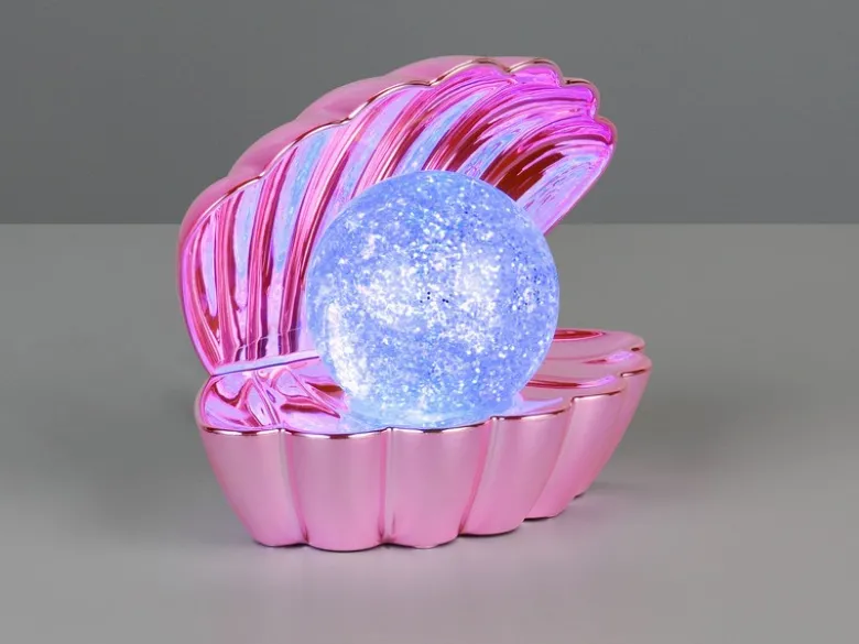 USB Muschel Tischlampe SHELLY Pink mit RGB Beleuchtung, Höhe 14cm