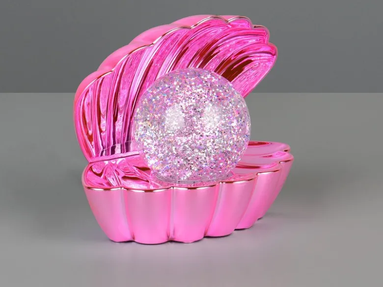 USB Muschel Tischlampe SHELLY Pink mit RGB Beleuchtung, Höhe 14cm
