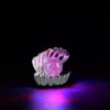 USB Muschel Tischlampe Silber Chrom mit RGB Beleuchtung, Höhe 14cm