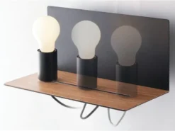 USB Wandleuchte FLASH Schwarz mit verstellbarer Lampe, Ladefunktion & Ablage