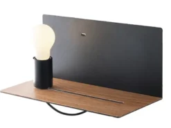 USB Wandleuchte FLASH Schwarz mit verstellbarer Lampe, Ladefunktion & Ablage