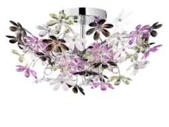 Verspielte Deckenleuchte FLOWER im floralen Design Chrom Multicolor, Ø 51cm