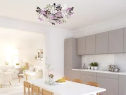 Verspielte Deckenleuchte FLOWER im floralen Design Chrom Multicolor, Ø 51cm