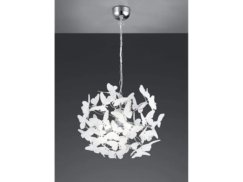 Verspielte Pendelleuchte BUTTERFLY 4 flammig mit bunten Schmetterlingen, Ø 50cm