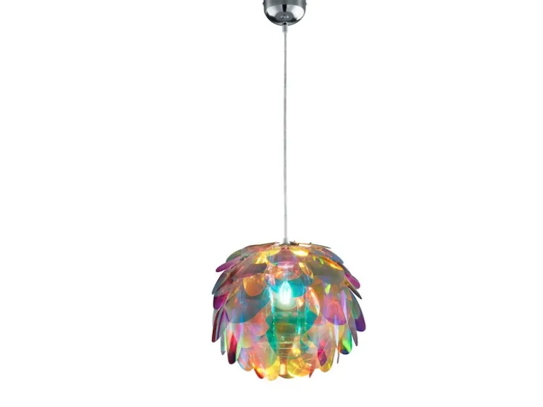 Verspielte Pendelleuchte CLOVER mit bunten Kunststoffblättern, Ø 40cm
