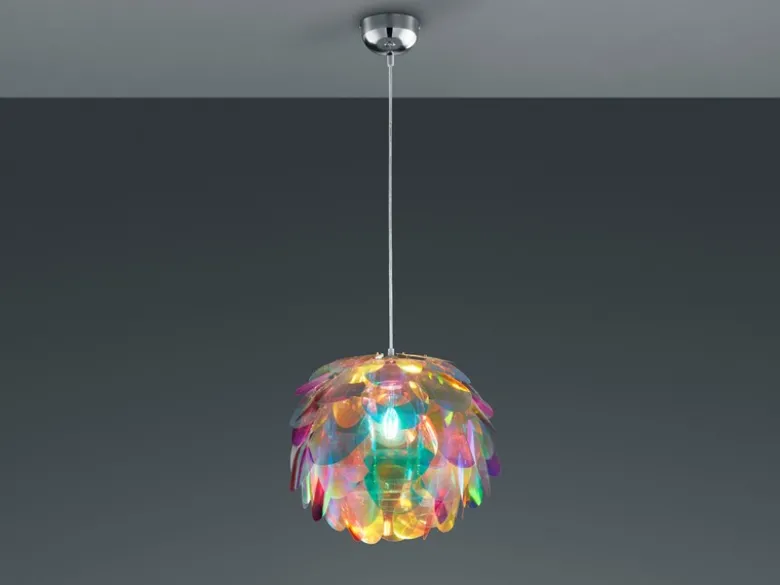 Verspielte Pendelleuchte CLOVER mit bunten Kunststoffblättern, Ø 40cm