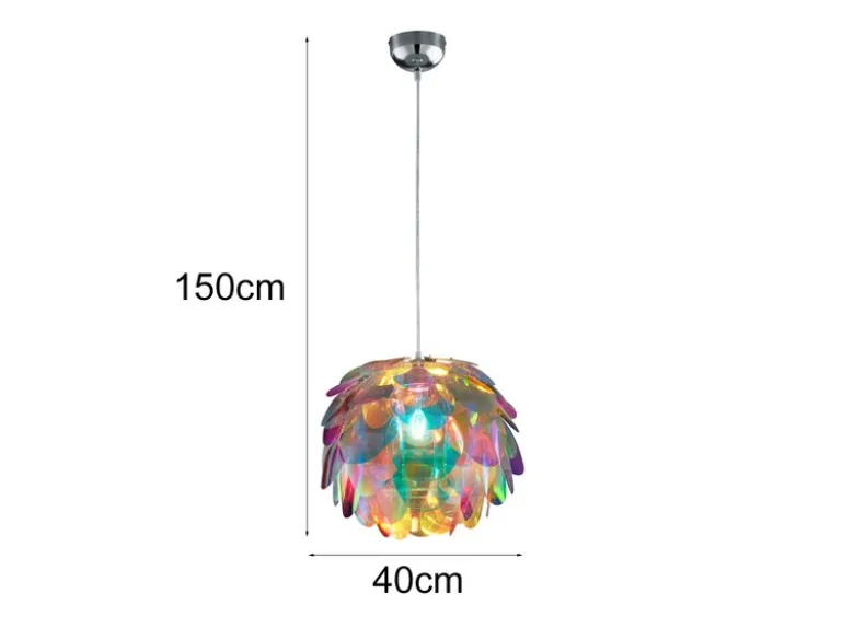 Verspielte Pendelleuchte CLOVER mit bunten Kunststoffblättern, Ø 40cm