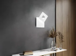 Verstellbare LED Wandleuchte HENNES Weiß eckig, Höhe 18cm