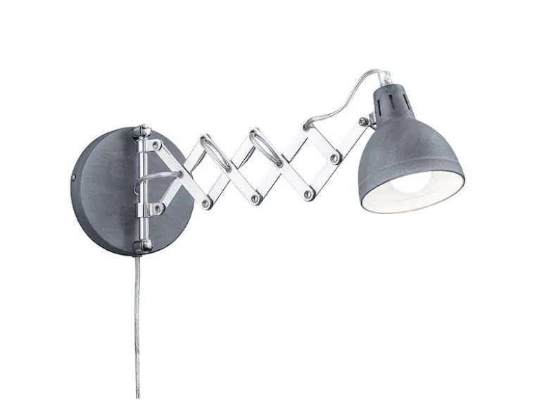 Verstellbare LED Wandleuchte mit Scherengelenk aus Metall in Betonfarben