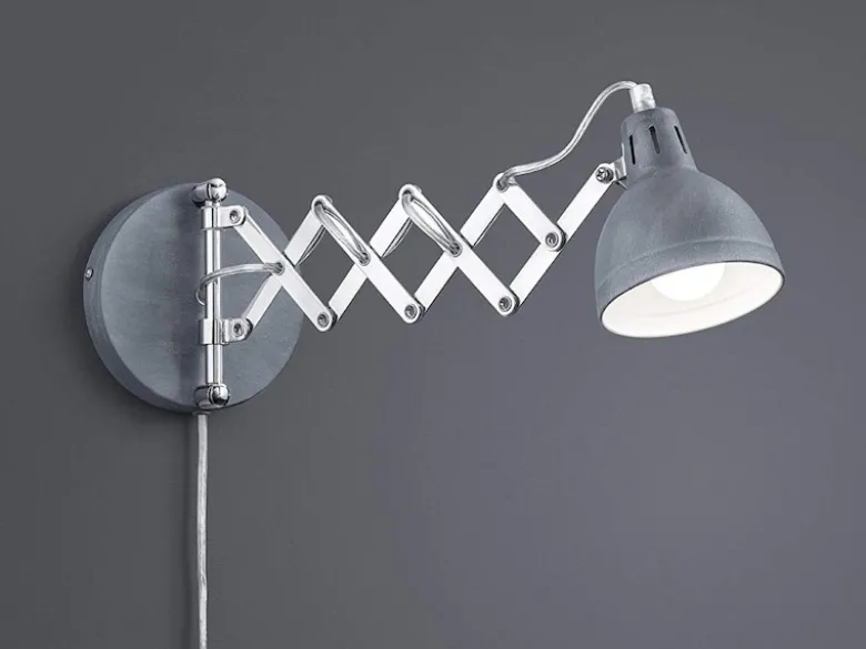 Verstellbare LED Wandleuchte mit Scherengelenk aus Metall in Betonfarben