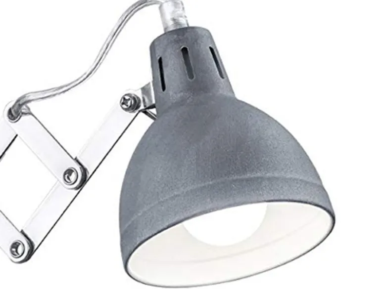 Verstellbare LED Wandleuchte mit Scherengelenk aus Metall in Betonfarben