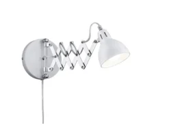 Verstellbare LED Wandleuchte mit Scherengelenk aus Metall in Weiß matt