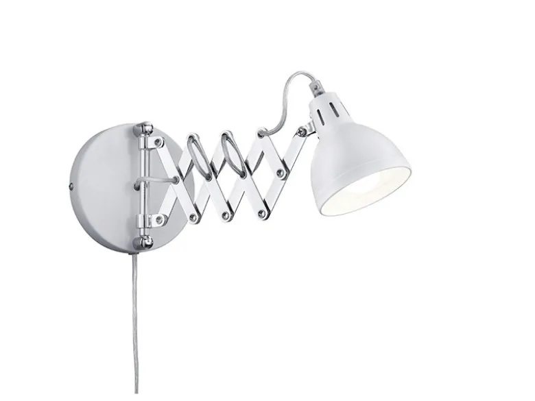 Verstellbare Wandleuchte SCISSOR mit Scherengelenk aus Metall in Weiß matt
