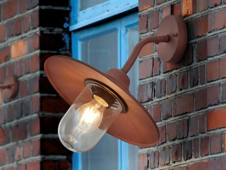 Vintage Außenwandleuchte in Rostoptik mit E27 LED, Höhe 32cm