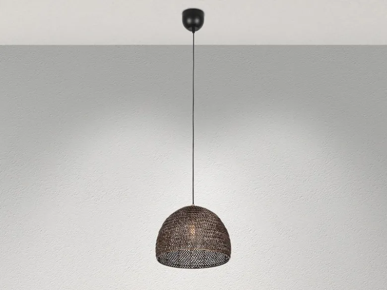 Vintage LED Pendelleuchte aus Metallgeflecht in Altmessing, Ø 36cm