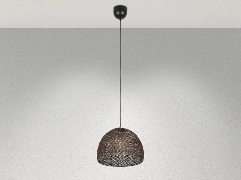 Vintage Pendelleuchte KAMARA aus Metallgeflecht in Altmessing, Ø 36cm