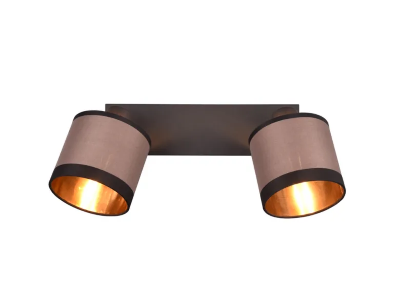 Wand- & Deckenstrahler DAVOS mit Stoffschirmen in Taupe/Gold, Breite 35cm