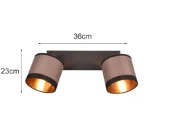 Wand- & Deckenstrahler DAVOS mit Stoffschirmen in Taupe/Gold, Breite 35cm