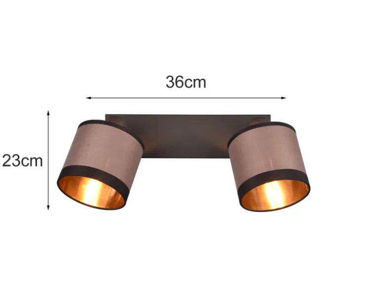 Wand- & Deckenstrahler DAVOS mit Stoffschirmen in Taupe/Gold, Breite 35cm