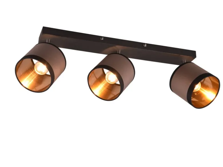 Wand- & Deckenstrahler DAVOS mit Stoffschirmen in Taupe/Gold, Breite 58cm