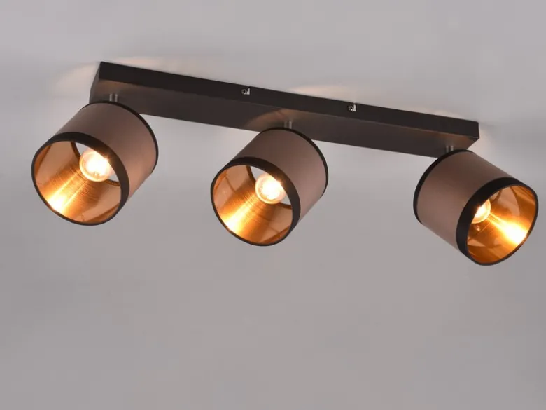 Wand- & Deckenstrahler DAVOS mit Stoffschirmen in Taupe/Gold, Breite 58cm