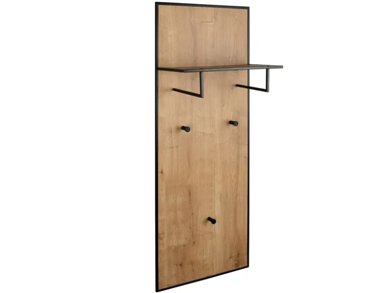 Wandgarderobe AVELIN mit Ablage in Holzoptik und Schwarz, Höhe 122cm