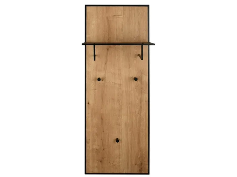 Wandgarderobe AVELIN mit Ablage in Holzoptik und Schwarz, Höhe 122cm