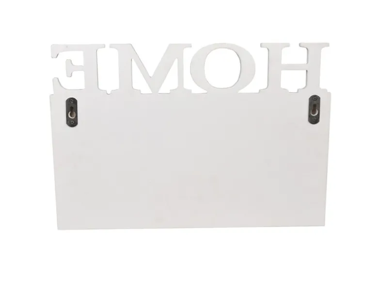 Wandkorb SALLY mit Haken & Home Motiv aus Metall Weiß 40x27cm