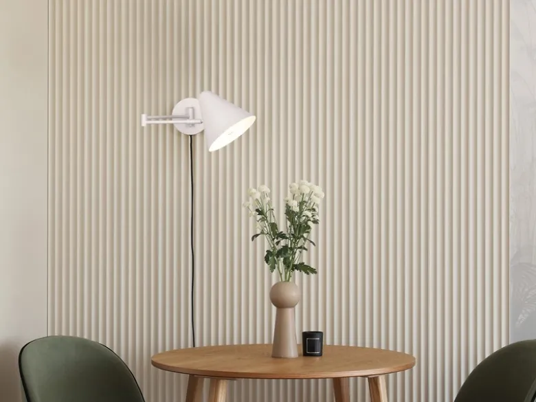 Wandlampe COSIMA mit Stecker, Schalter und Schwenkarm zum Lesen, Grau, Höhe 16cm