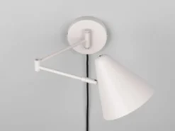 Wandlampe COSIMA mit Stecker, Schalter und Schwenkarm zum Lesen, Grau, Höhe 16cm