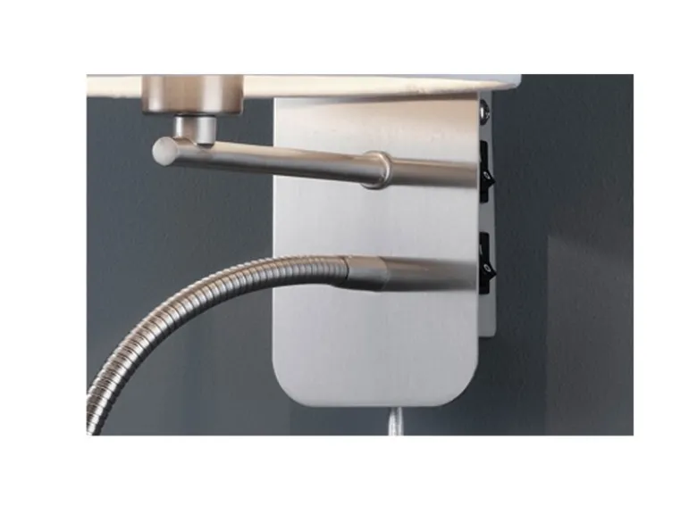 Wandlampe HOTEL mit Leselampe, Schalter & Stecker, Stoffschirm Weiß, Höhe 23,5cm