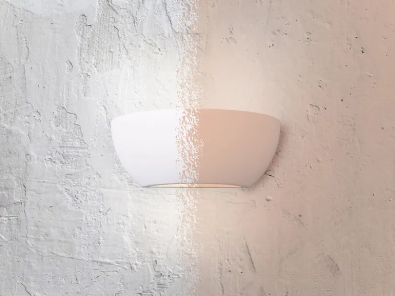 Wandlampe ROMA Gipsleuchte weiß up and down, bemalbar, Breite 24cm