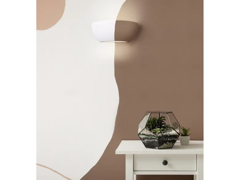 Wandlampe ROMA Gipsleuchte weiß up and down, bemalbar, Breite 24cm