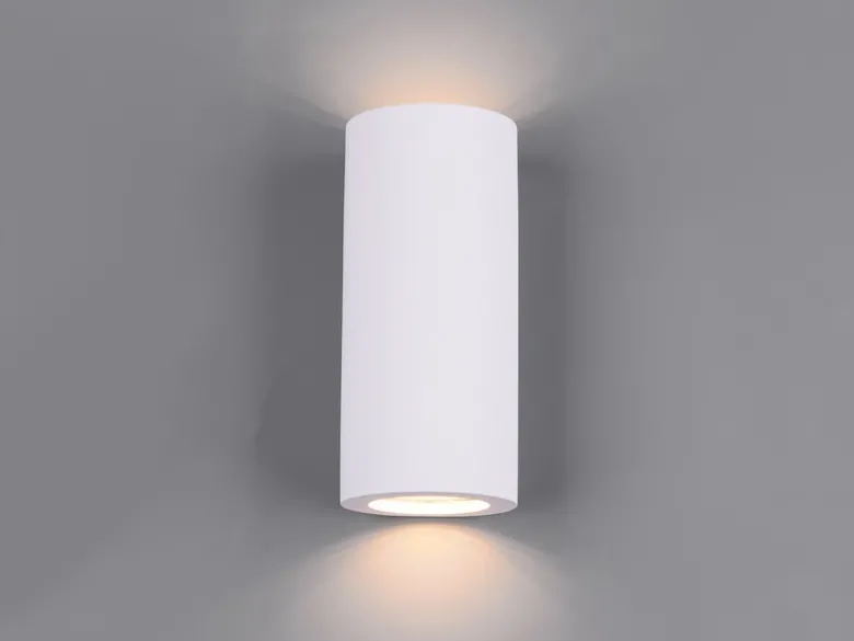 Wandlampe ZAZOU - Spot Gipsleuchte Weiß Up and Down bemalbar, Höhe 16,5cm