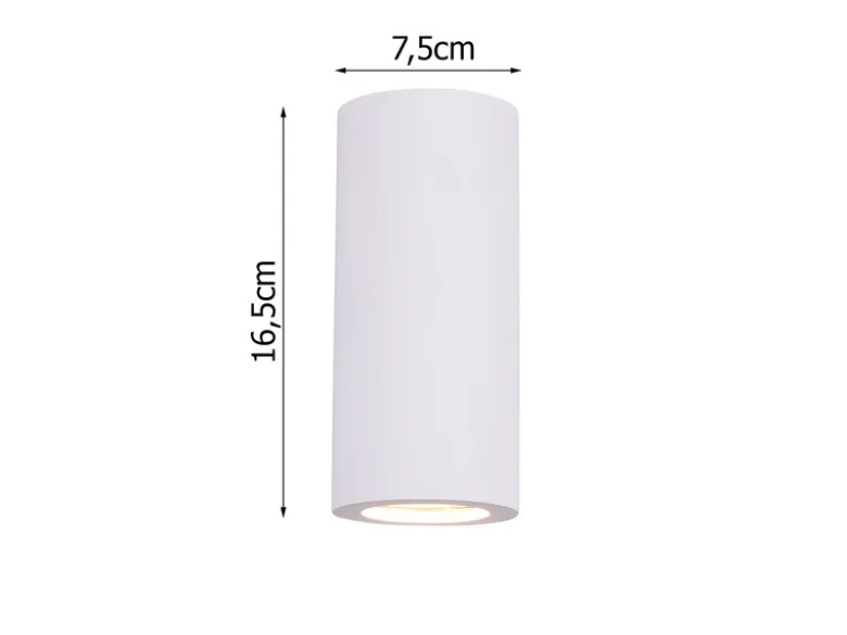 Wandlampe ZAZOU - Spot Gipsleuchte Weiß Up and Down bemalbar, Höhe 16,5cm