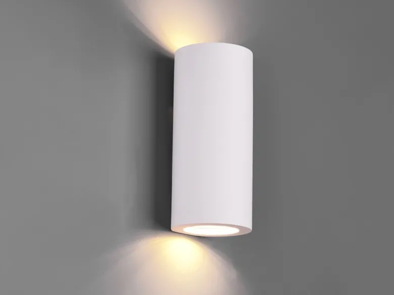 Wandlampe ZAZOU - Spot Gipsleuchte Weiß Up and Down bemalbar, Höhe 16,5cm