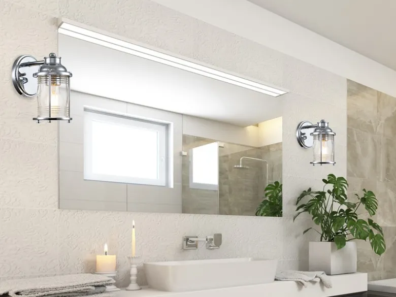 Wandlaterne ASHLAND BAY in Chrom für Badezimmer & Wohnraum, Höhe 21cm
