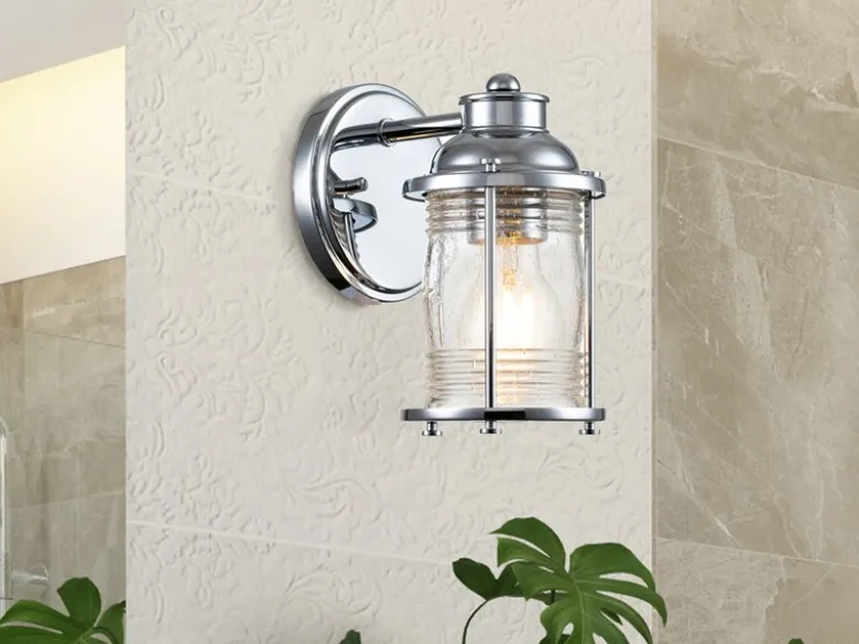 Wandlaterne ASHLAND BAY in Chrom für Badezimmer & Wohnraum, Höhe 21cm