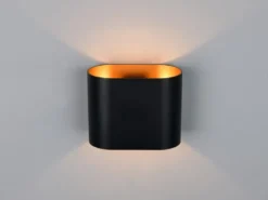 Wandleuchte ALANI mit Up & Down Lichteffekt Schwarz Gold, Breite 15cm