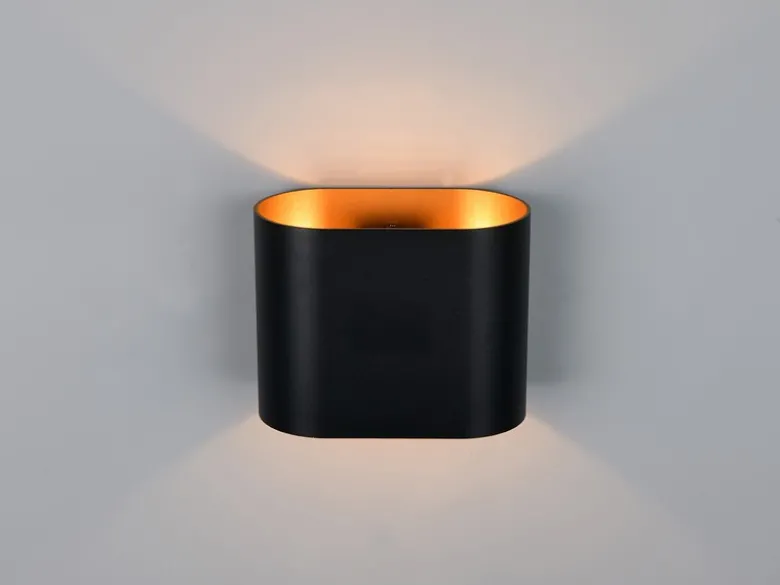 Wandleuchte ALANI mit Up & Down Lichteffekt Schwarz Gold, Breite 15cm