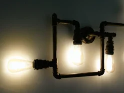 Wandleuchte AMARCORD 5-flammig in Wasserrohr Optik, Rost, Breite 114cm