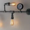 Wandleuchte AMARCORD 5-flammig in Wasserrohr Optik, Grau antik, Breite 114cm
