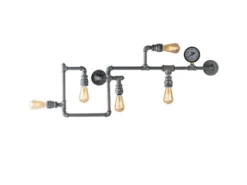 Wandleuchte AMARCORD 5-flammig in Wasserrohr Optik, Grau antik, Breite 114cm
